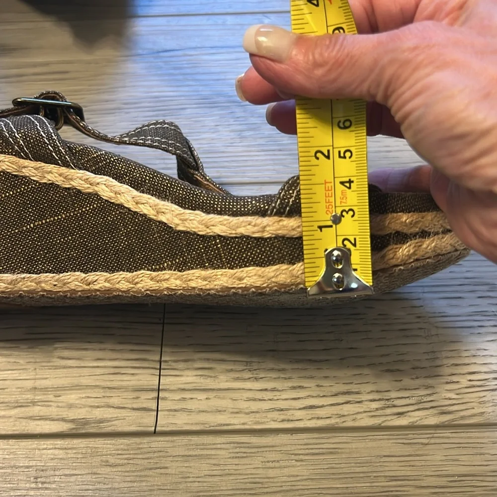 SuzZato Brown-Wedge Heel-Woven Piping-Size 38